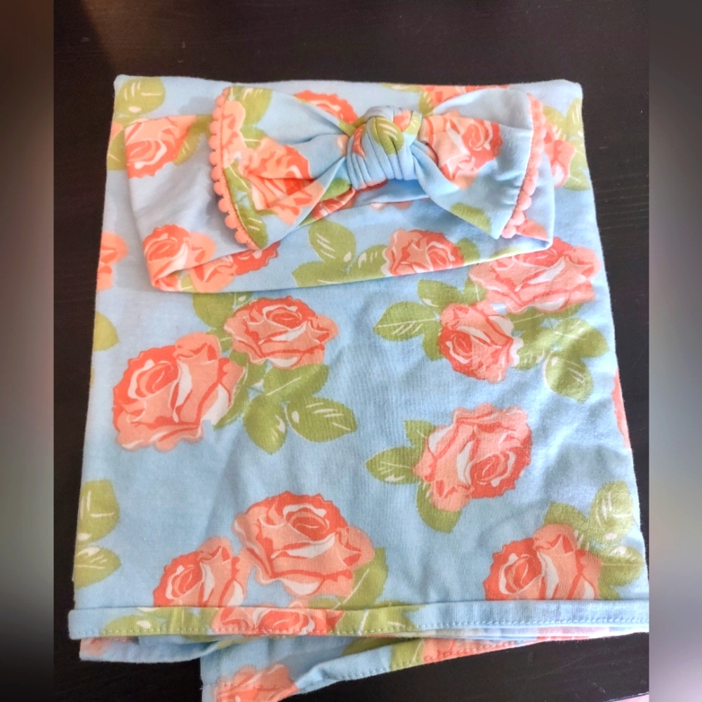 Baby Essentials Swaddle Blanket and Matching Bow
